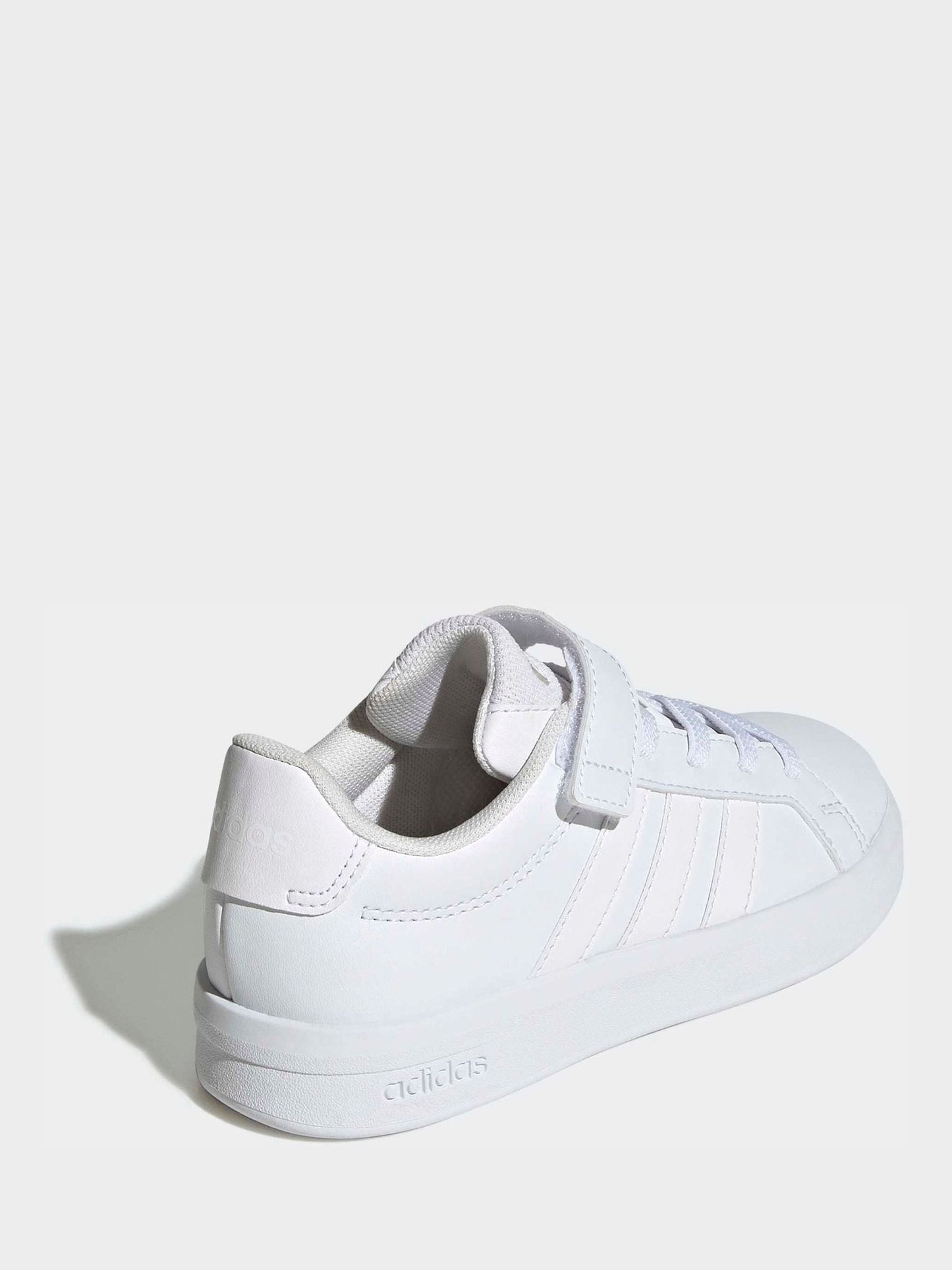 adidas White Grand Court 3.0 Elastic Lace Kids Trainers image 4