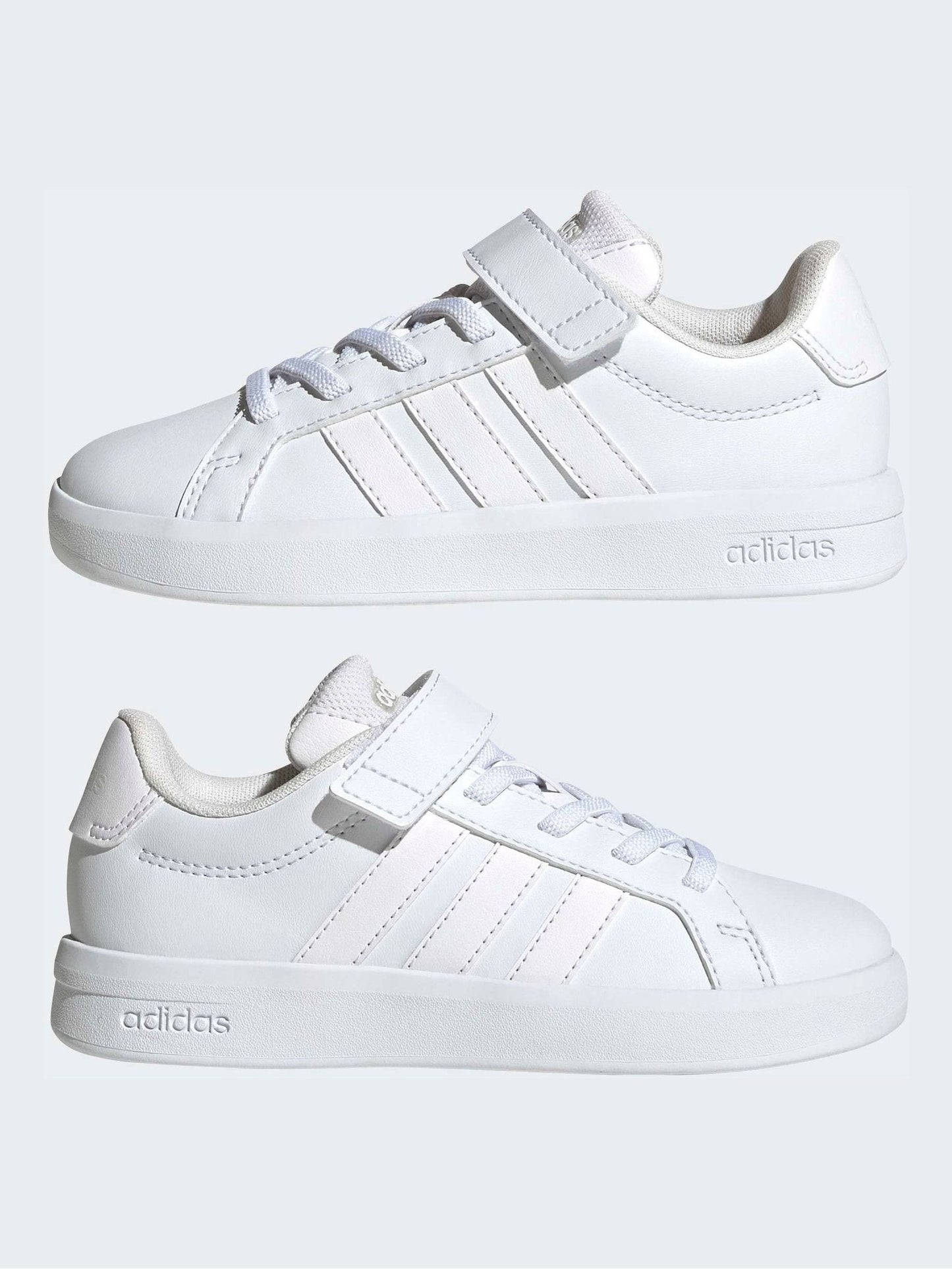 adidas White Grand Court 3.0 Elastic Lace Kids Trainers image 5