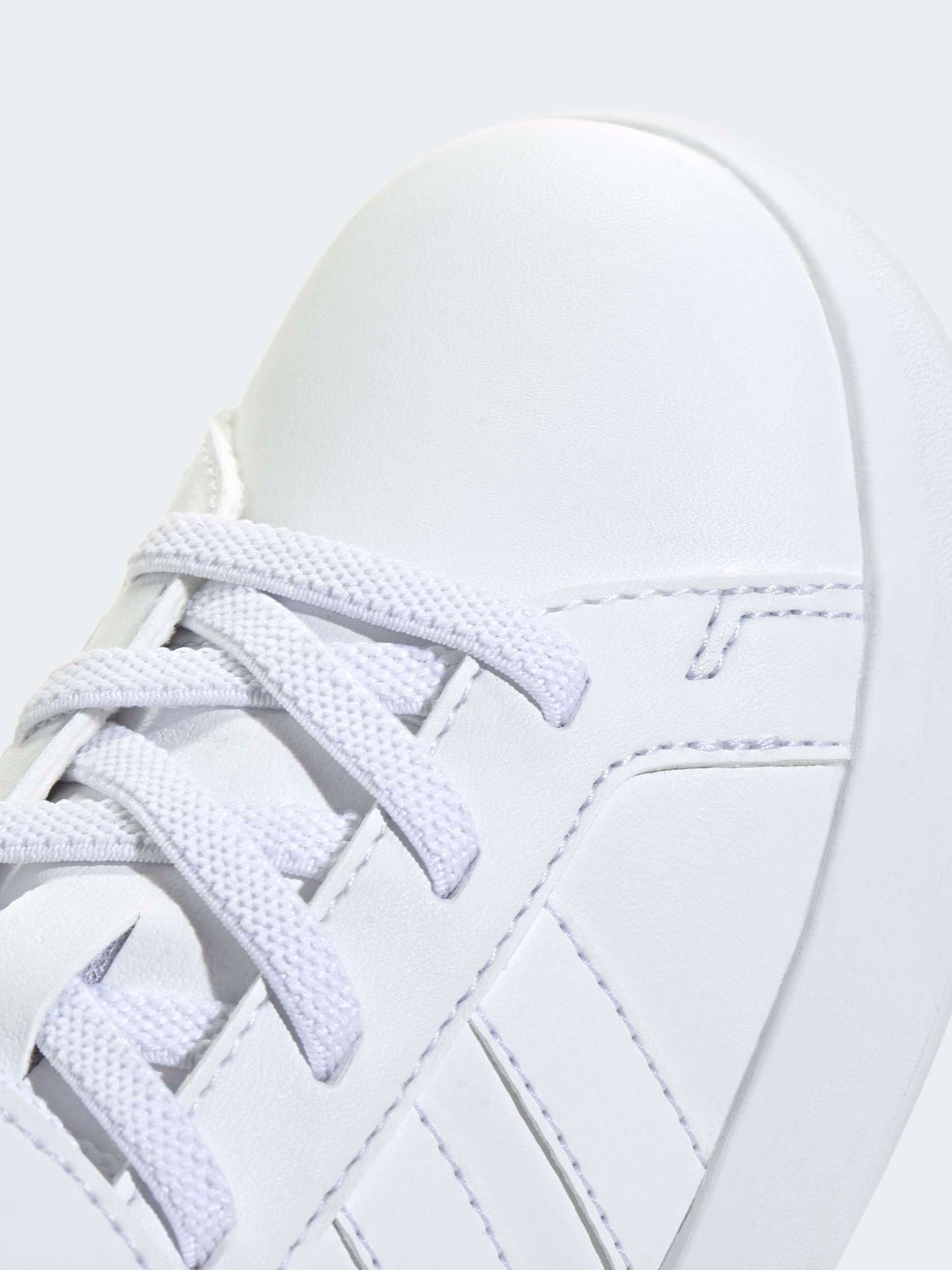 adidas White Grand Court 3.0 Elastic Lace Kids Trainers image 8