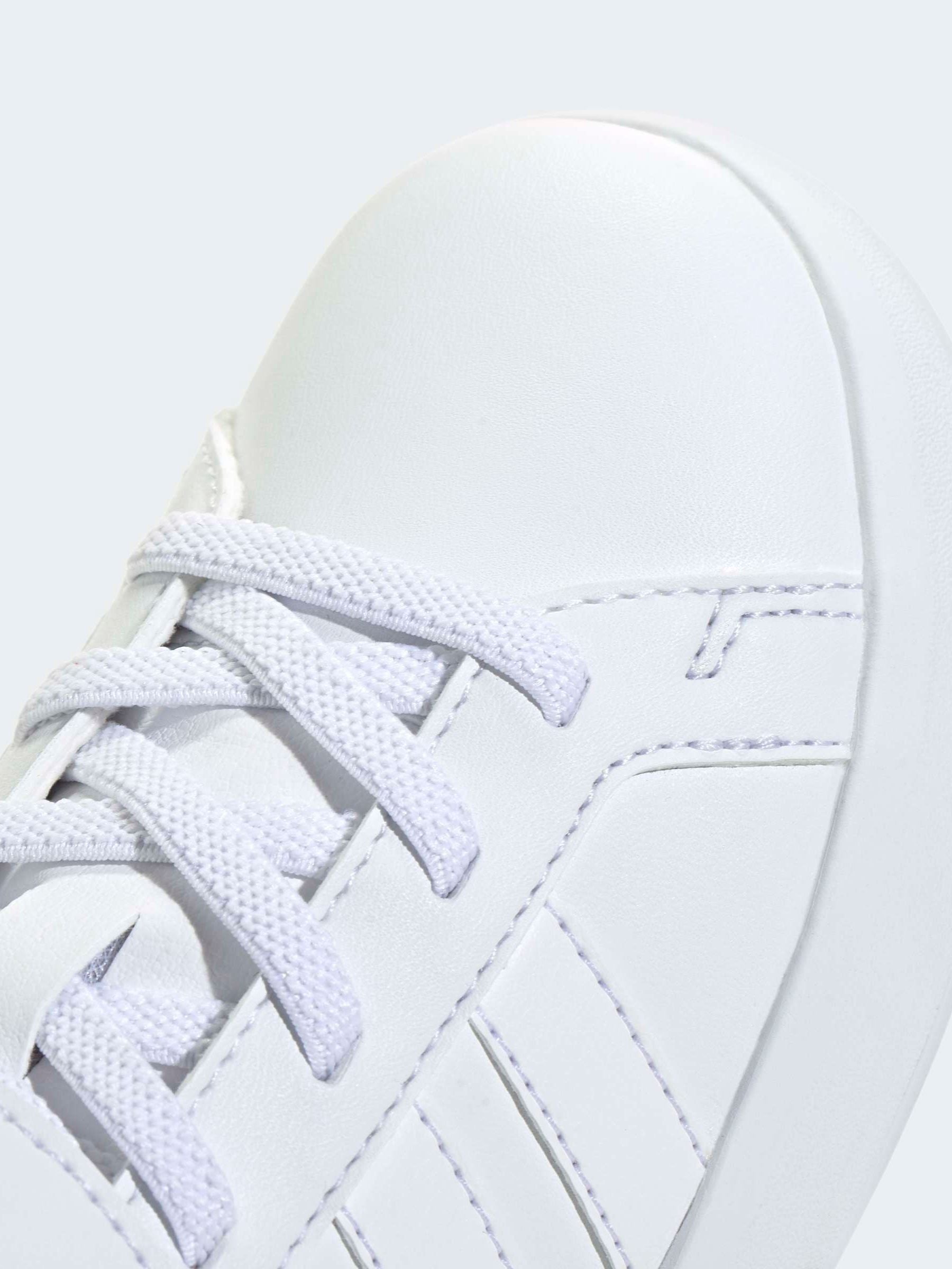 adidas White Grand Court 3.0 Elastic Lace Kids Trainers image 8