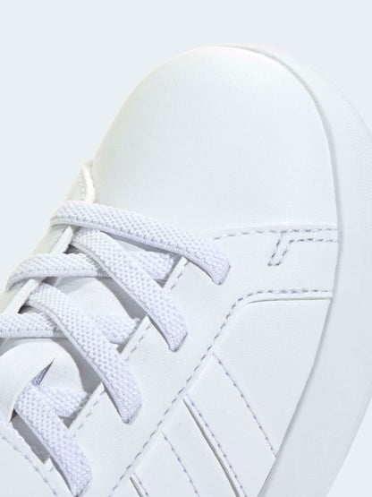 adidas White Grand Court 3.0 Elastic Lace Kids Trainers image 8