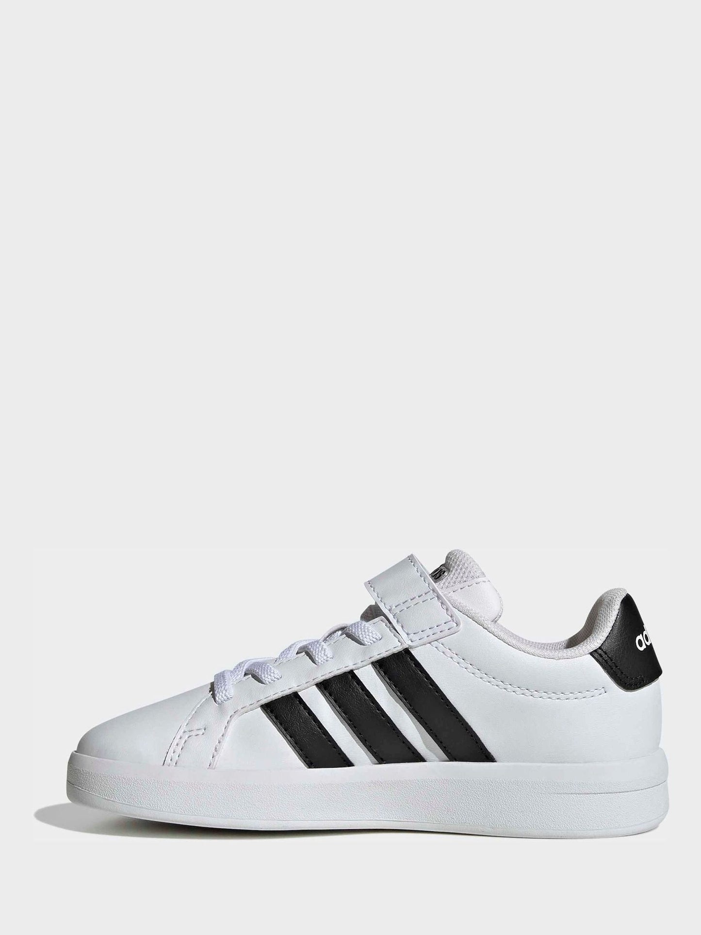 adidas White/Black Grand Court 3.0 Elastic Lace Kids Trainers image 2