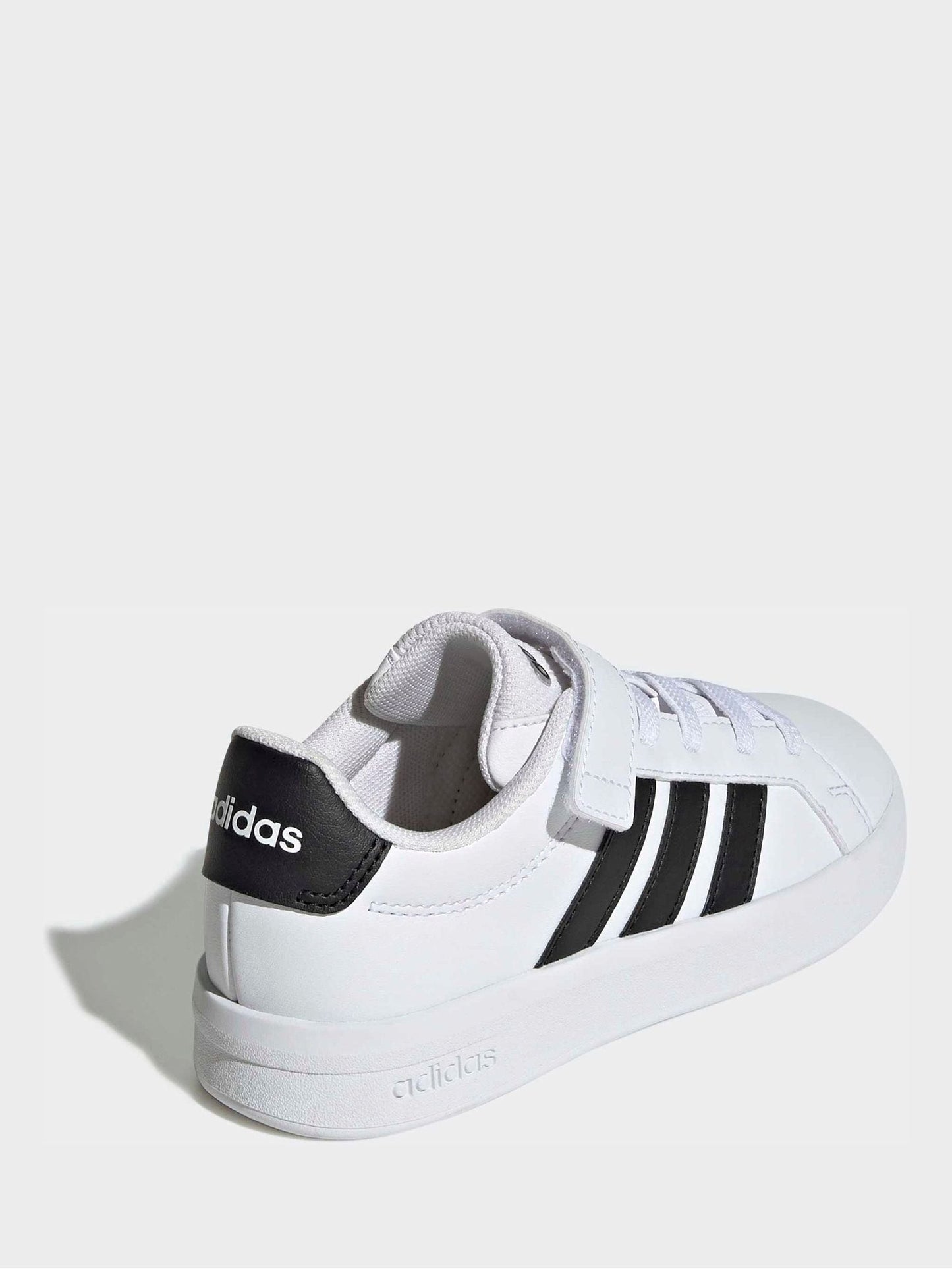 adidas White/Black Grand Court 3.0 Elastic Lace Kids Trainers image 4
