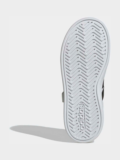 adidas White/Black Grand Court 3.0 Elastic Lace Kids Trainers image 7