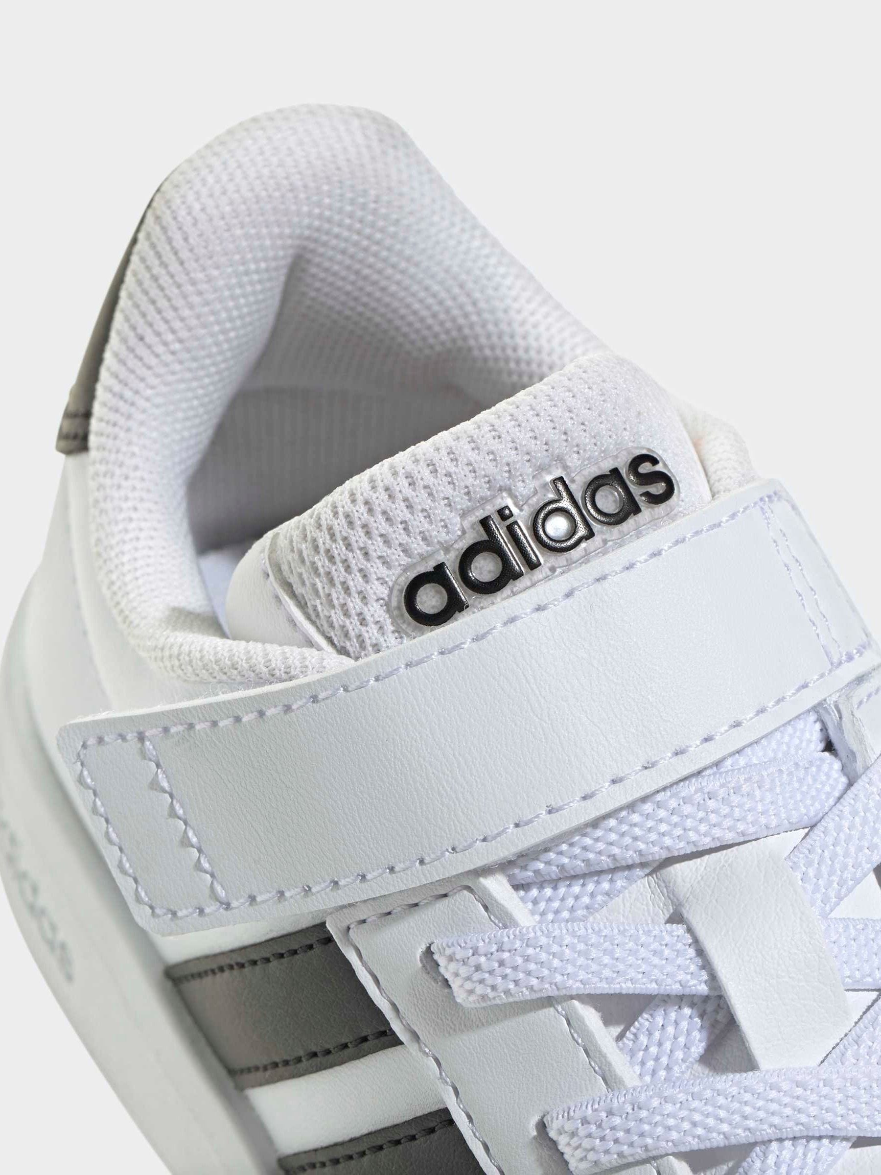 adidas White/Black Grand Court 3.0 Elastic Lace Kids Trainers image 8