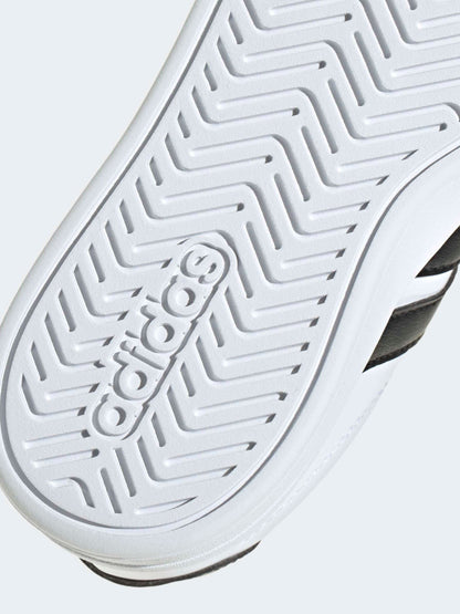adidas White/Black Grand Court 3.0 Elastic Lace Kids Trainers image 9