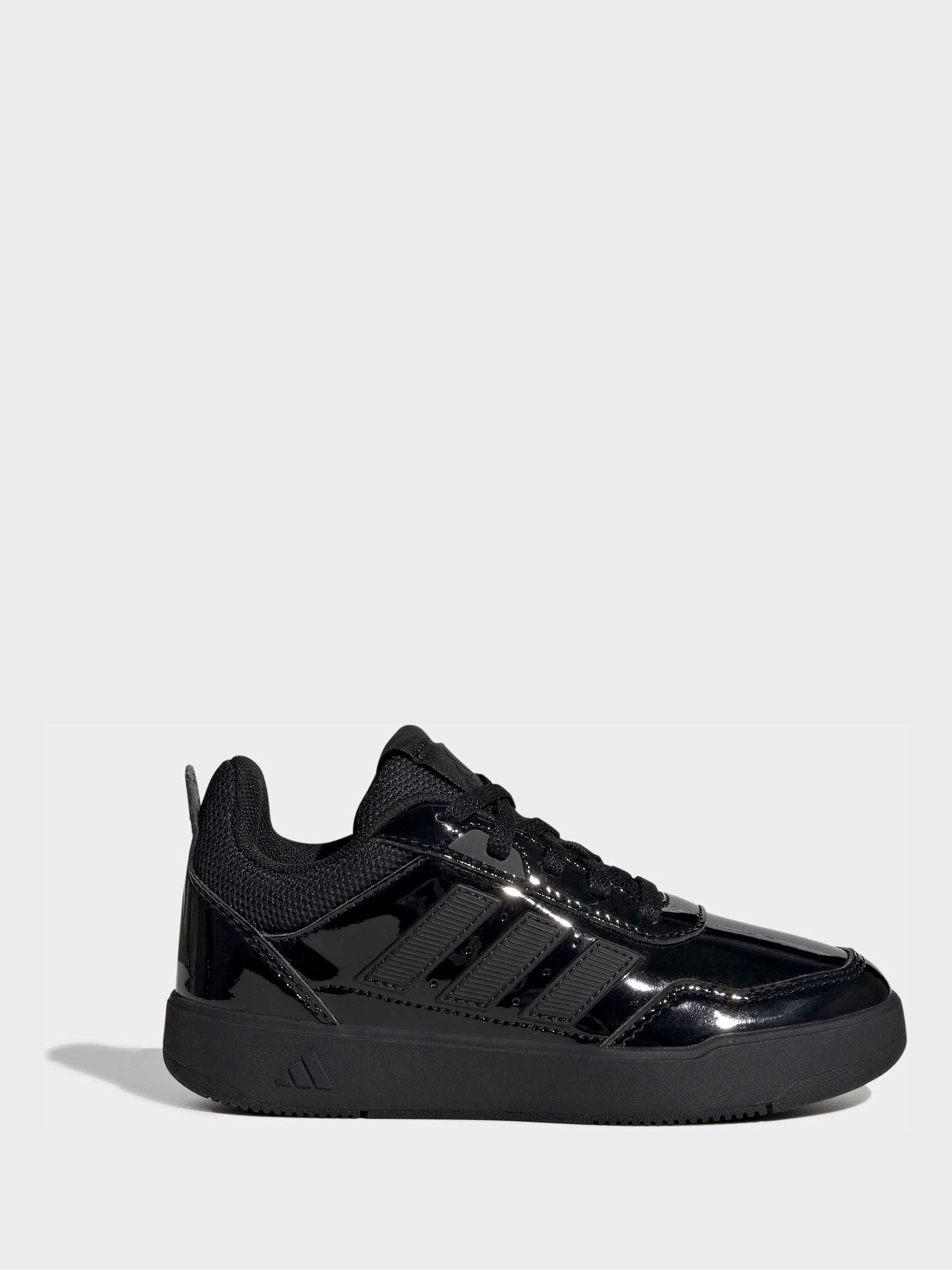 adidas Patent Black Lace Up Tensaur Sport 3.0 Junior Trainers image 1