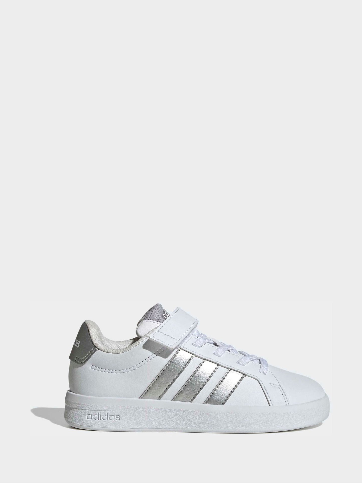 adidas White/Silver Grand Court 3.0 Elastic Lace Kids Trainers image 1