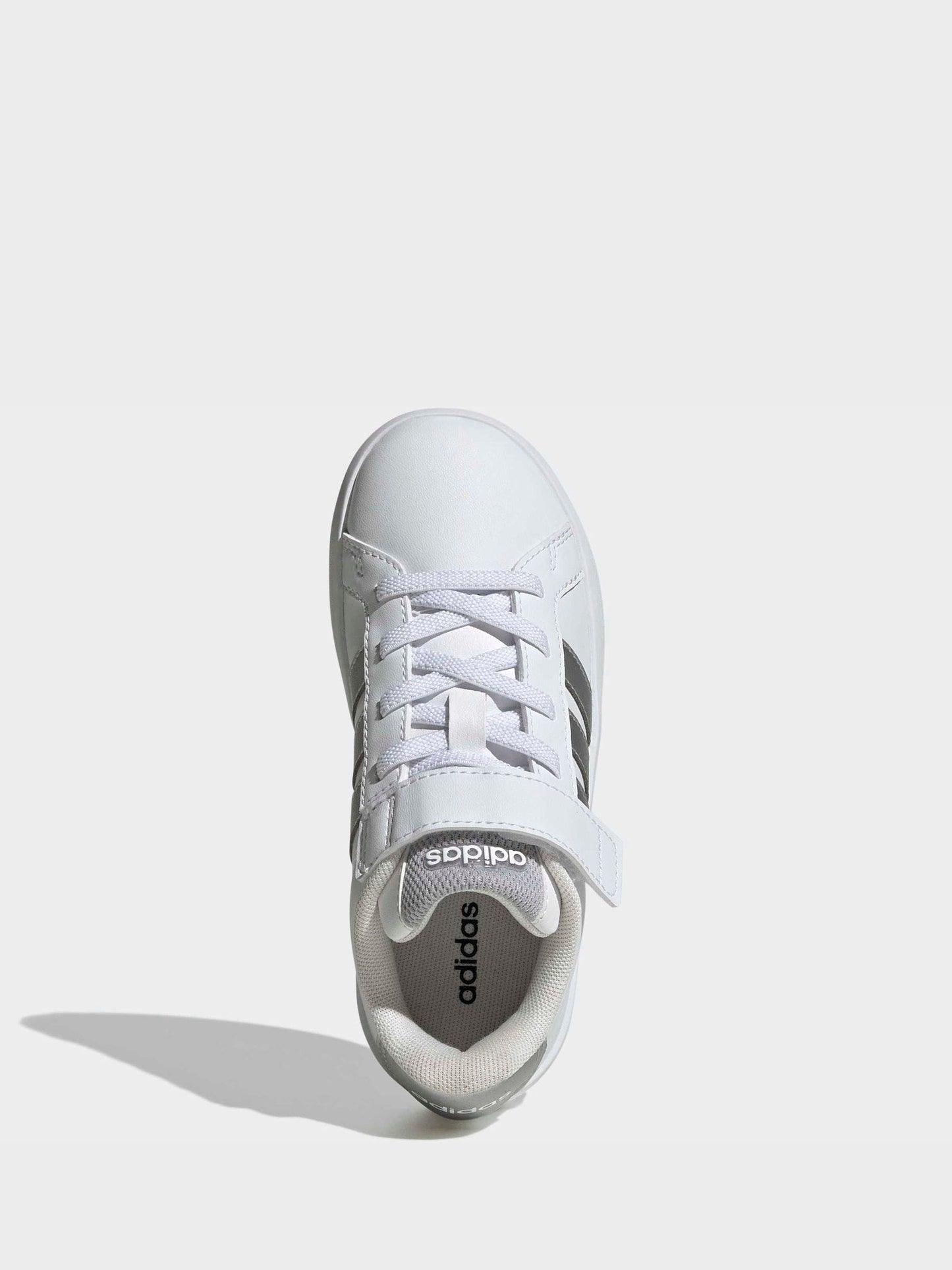 adidas White/Silver Grand Court 3.0 Elastic Lace Kids Trainers image 6