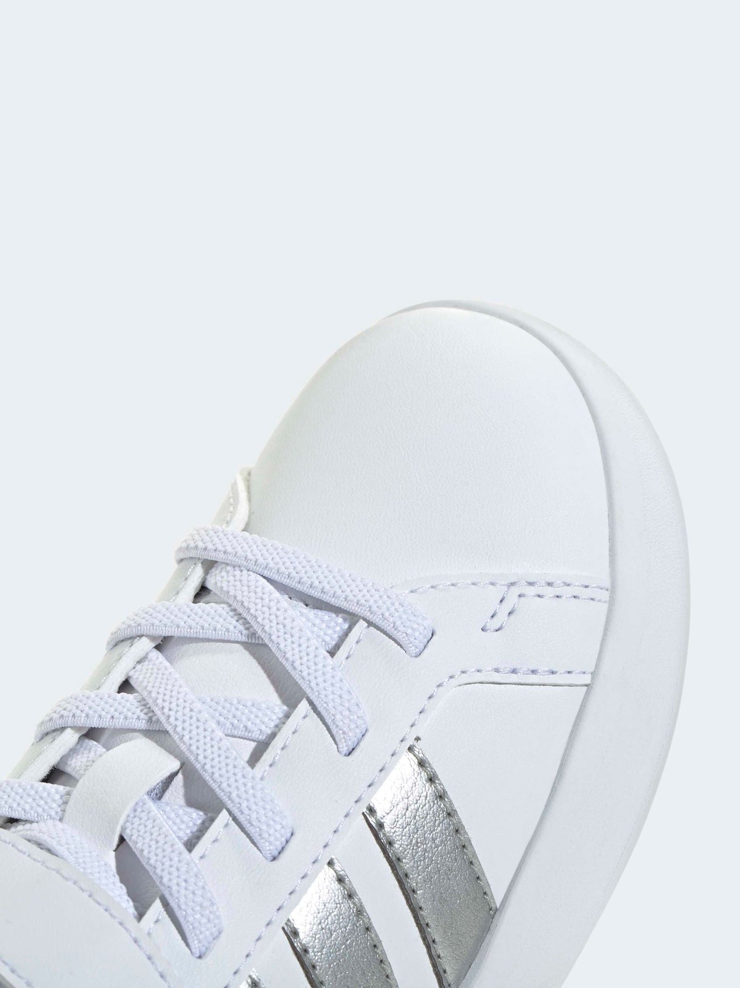 adidas White/Silver Grand Court 3.0 Elastic Lace Kids Trainers image 8