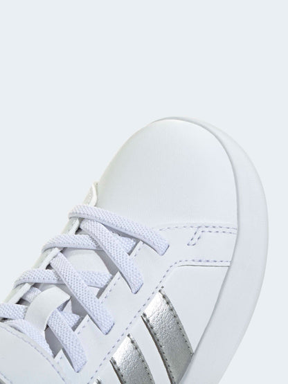adidas White/Silver Grand Court 3.0 Elastic Lace Kids Trainers image 8