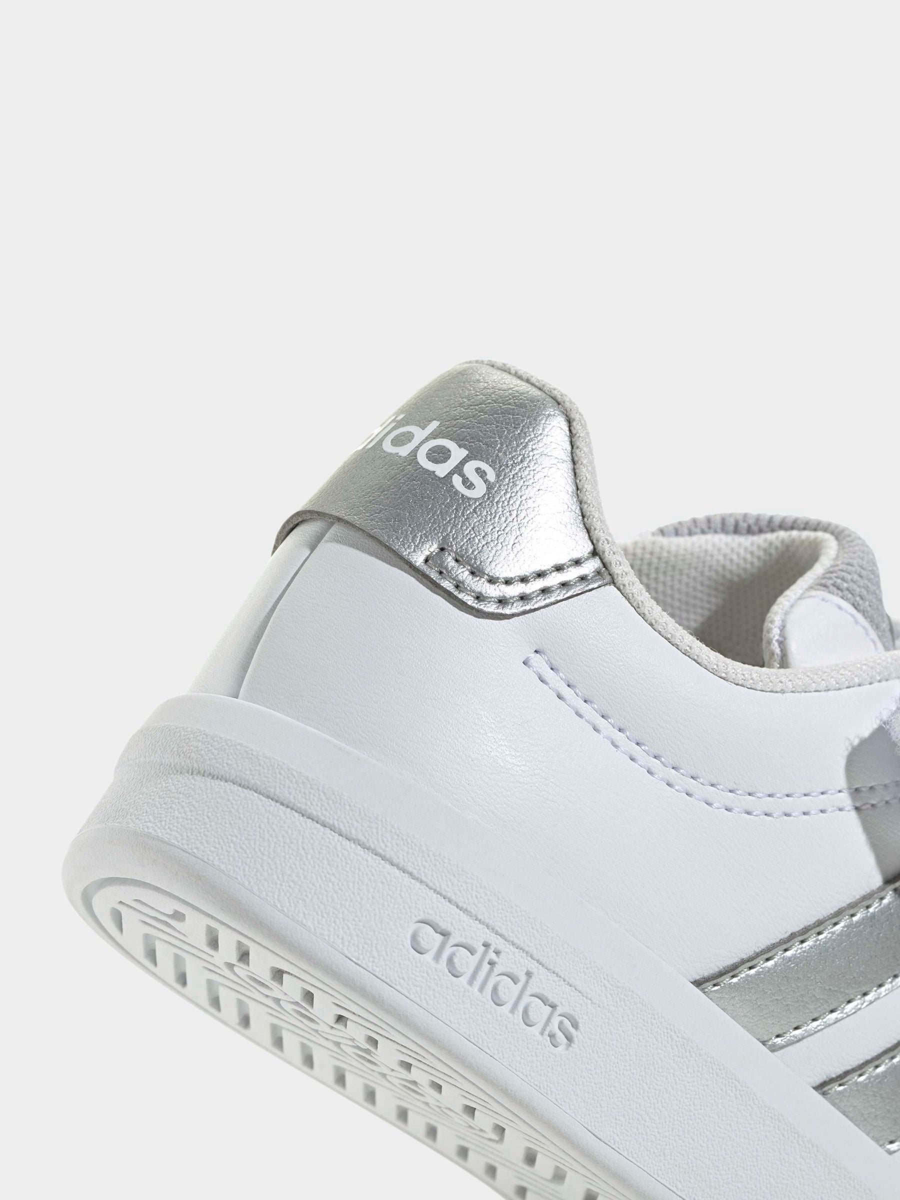 adidas White/Silver Grand Court 3.0 Elastic Lace Kids Trainers image 9