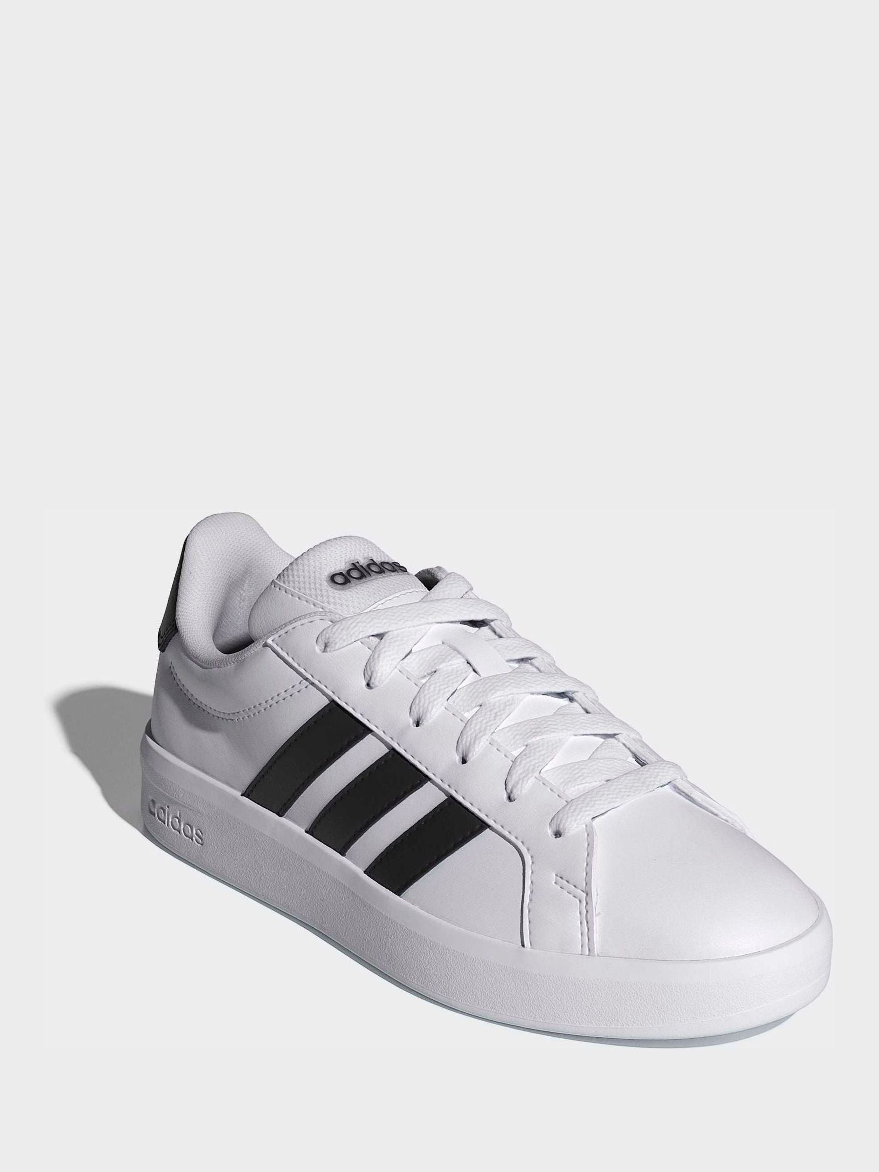 adidas White/Black Grand Court 3.0 Junior Trainers image 1