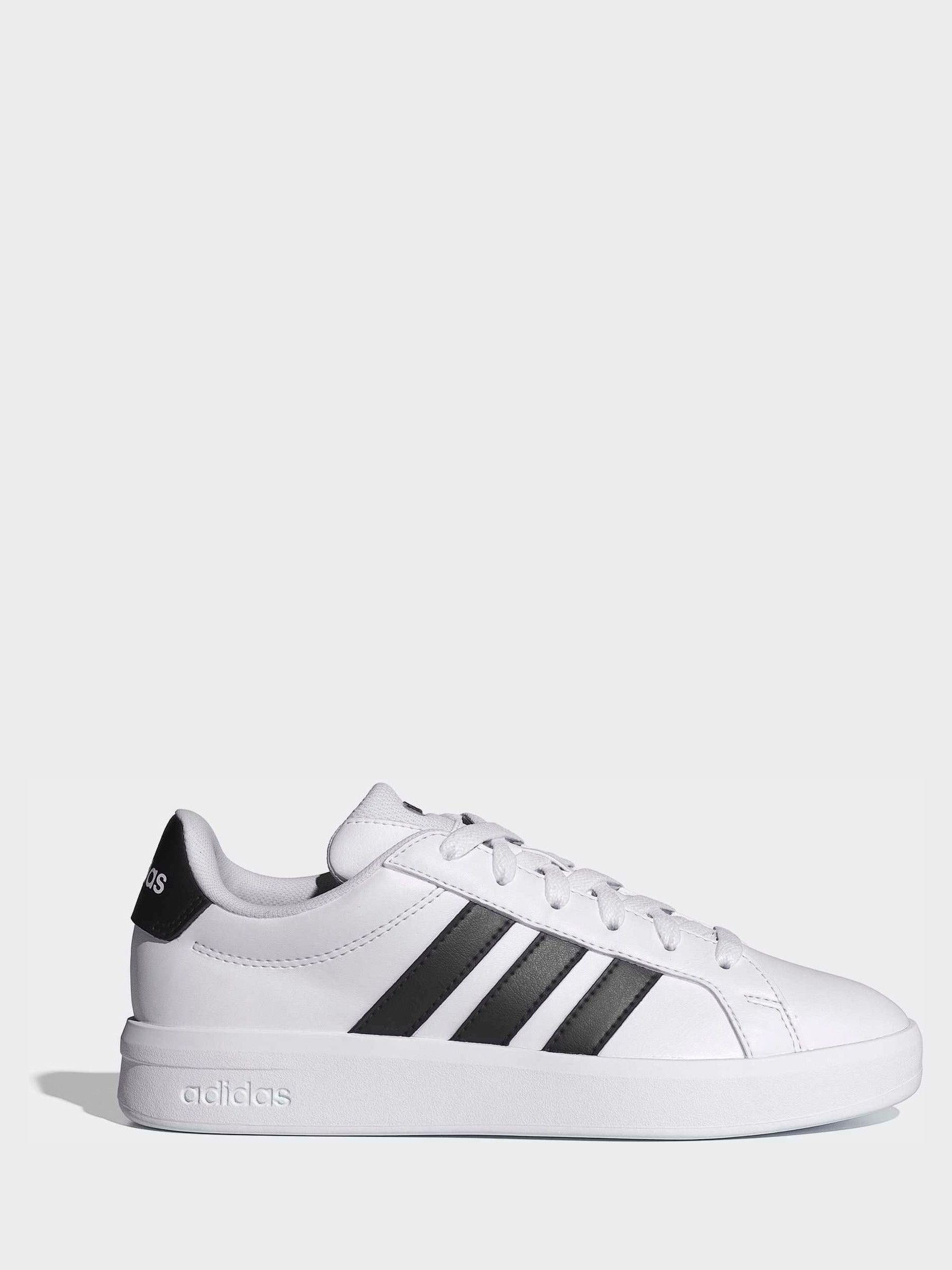 adidas White/Black Grand Court 3.0 Junior Trainers image 3