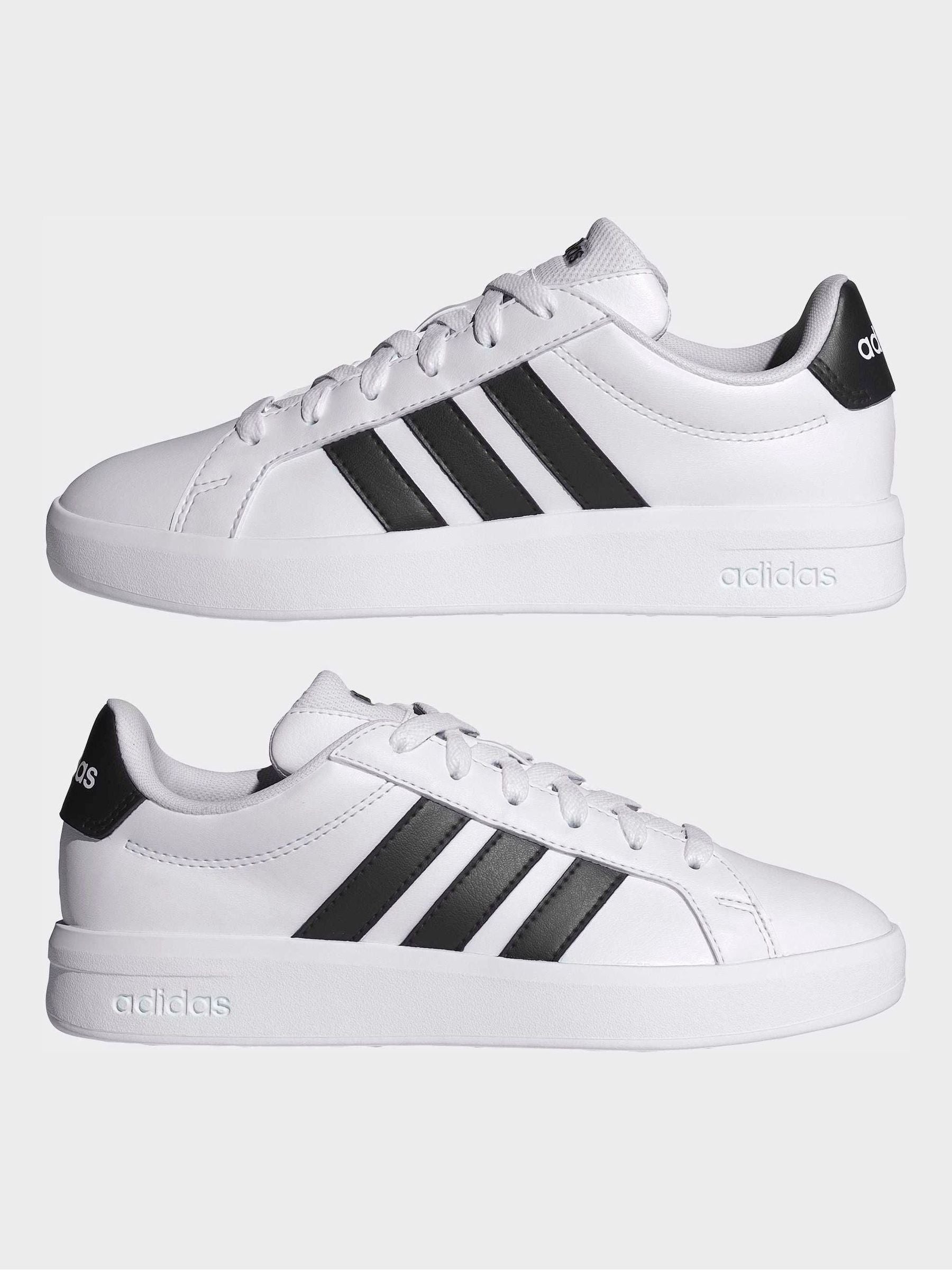 adidas White/Black Grand Court 3.0 Junior Trainers image 5