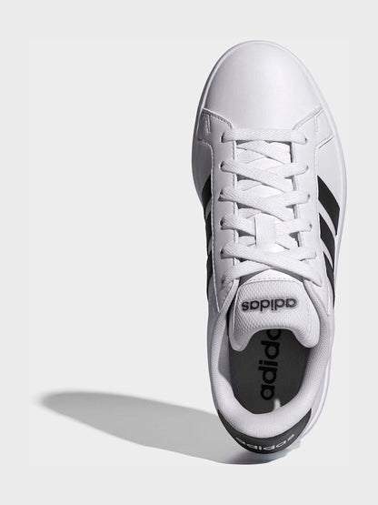 adidas White/Black Grand Court 3.0 Junior Trainers image 6