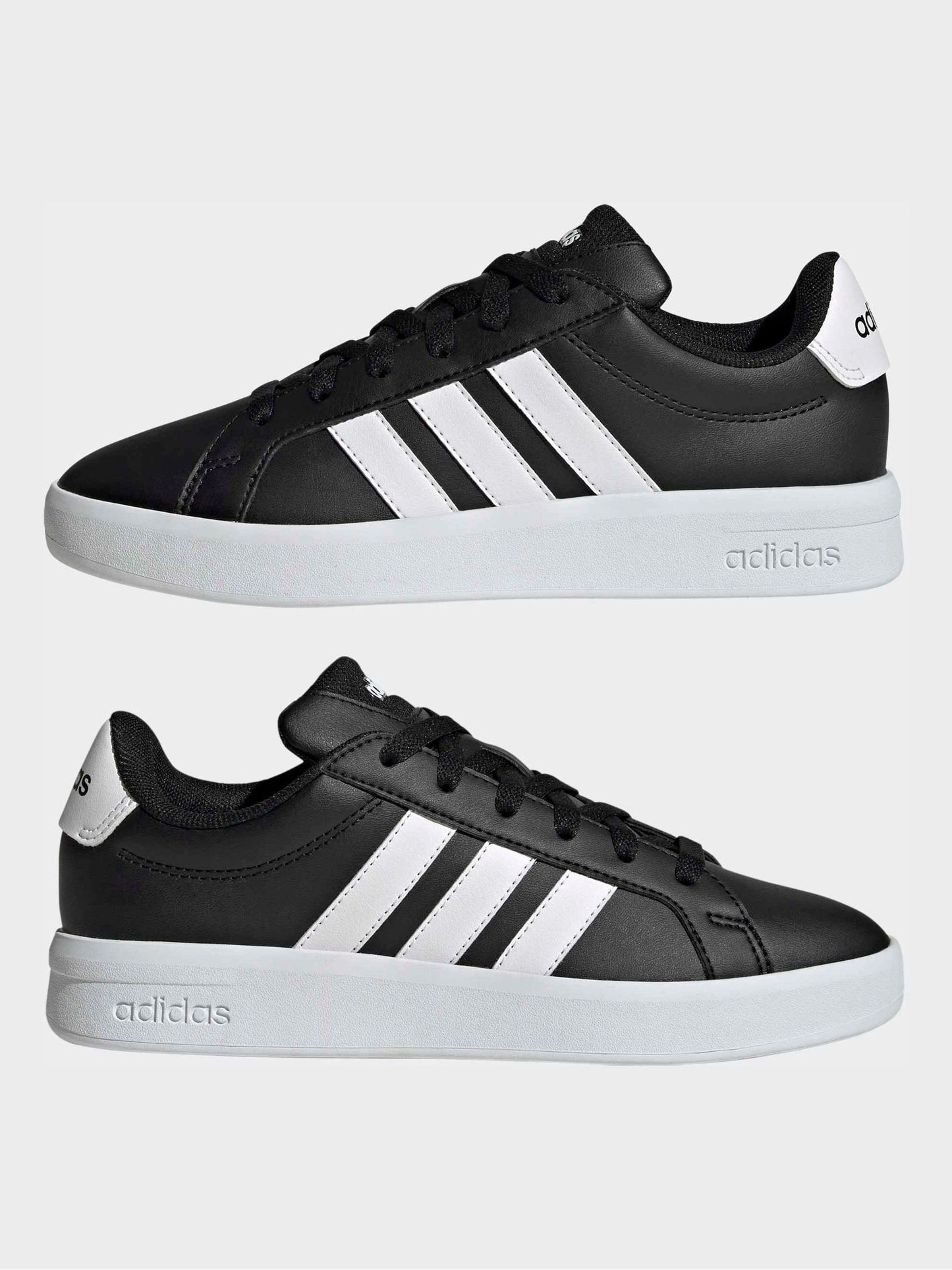 adidas Black/White Grand Court 3.0 Junior Trainers image 2