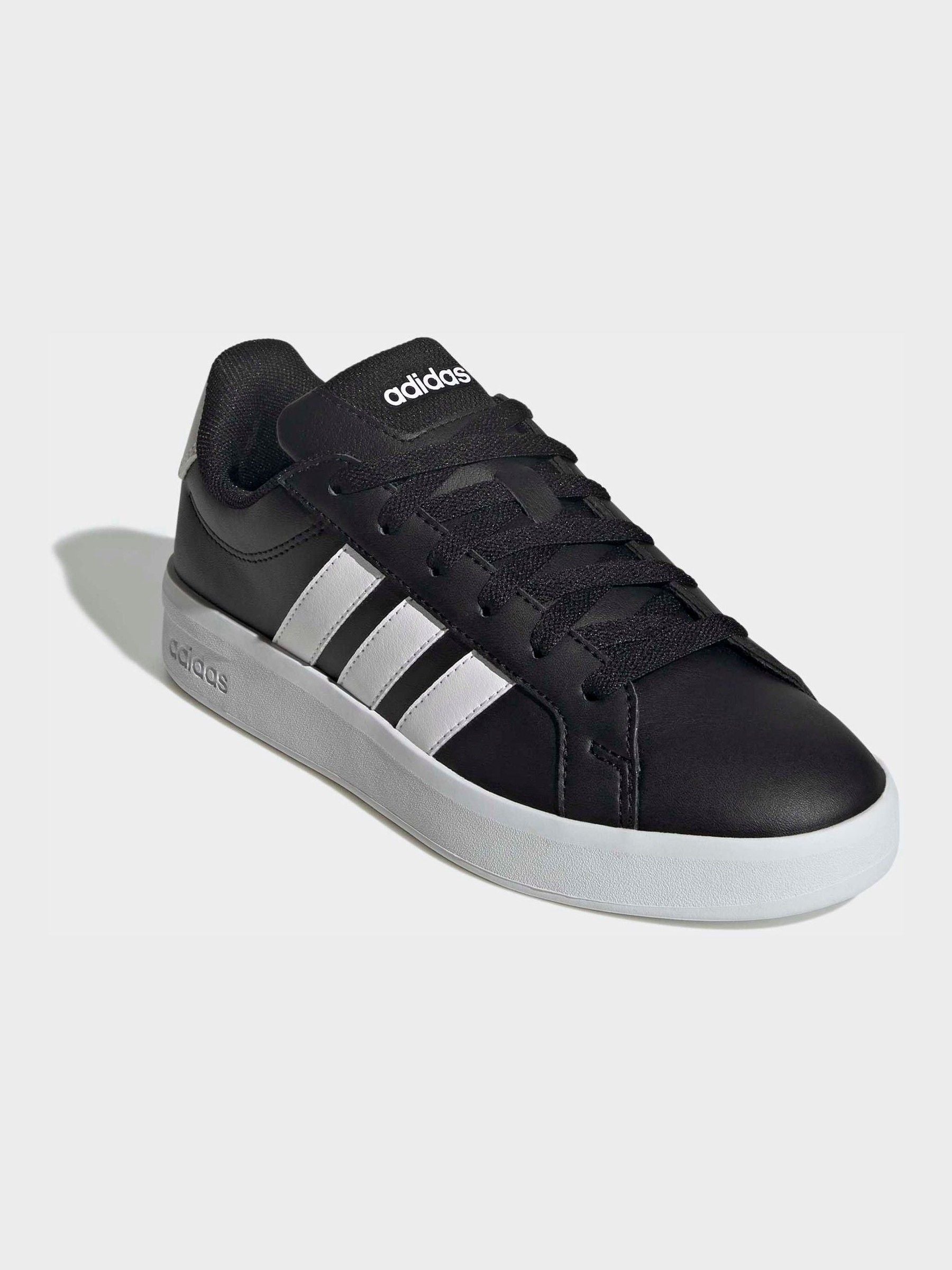 adidas Black/White Grand Court 3.0 Junior Trainers image 3