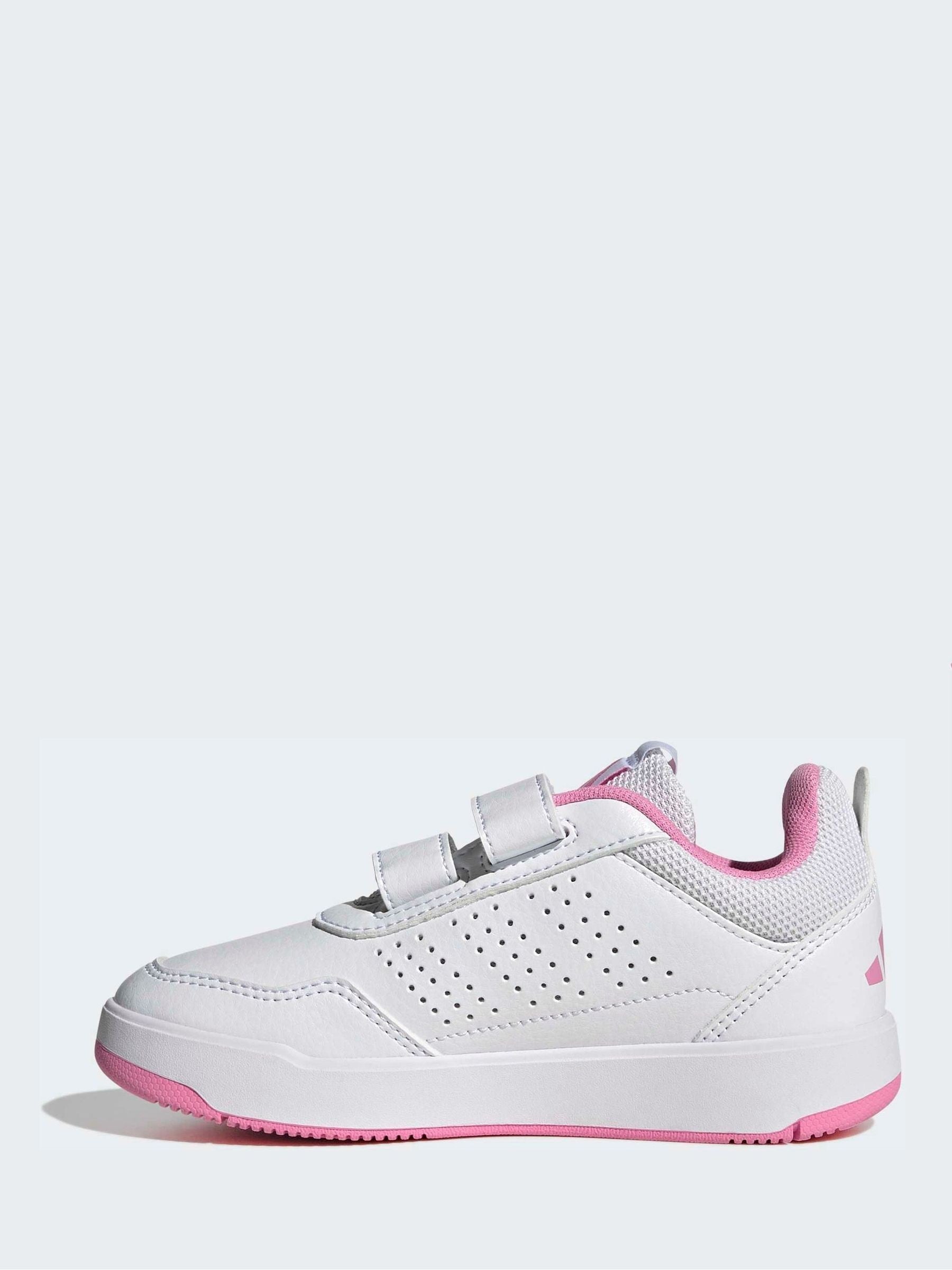 adidas White/Pink Hook and Loop Tensaur Sport 3.0 Junior Trainers image 3