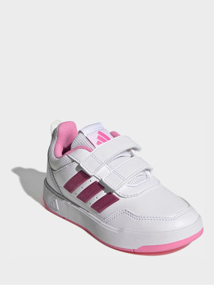 adidas White/Pink Hook and Loop Tensaur Sport 3.0 Junior Trainers image 4