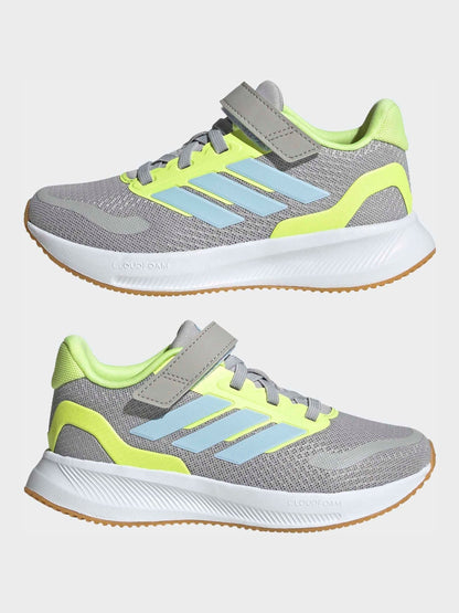 adidas Grey Runfalcon 5 Elastic Lace Running Kids Trainers image 7