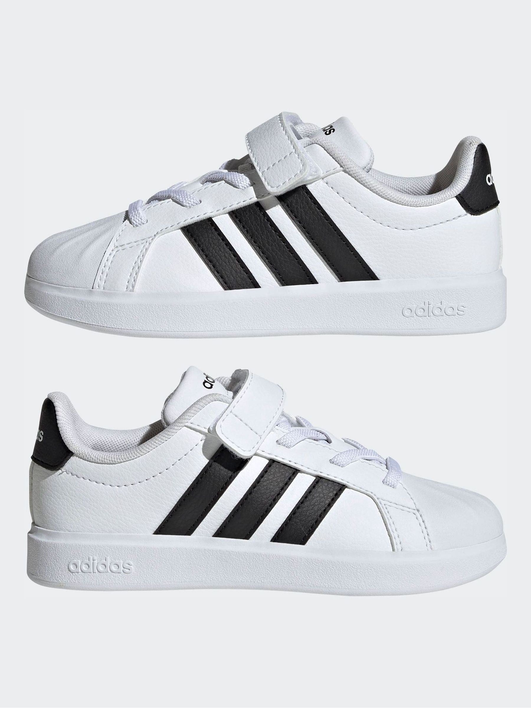 adidas White Street Talk Elastic Lace Kids Trainers image 5