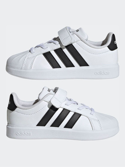 adidas White Street Talk Elastic Lace Kids Trainers image 5