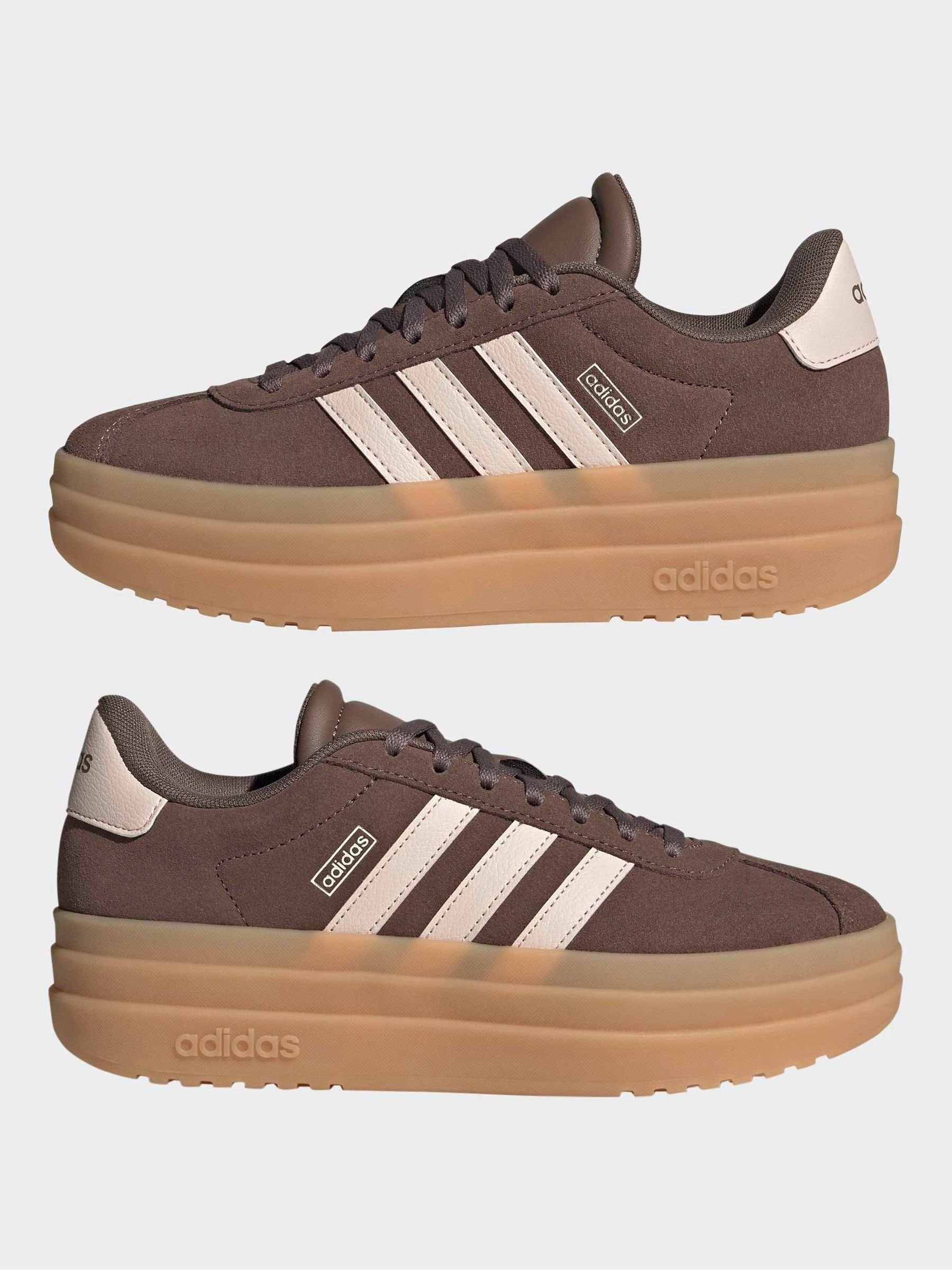adidas Brown VL Court Bold Lace Junior Trainers image 5