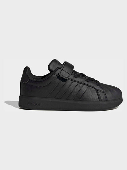adidas Black Street Talk Elastic Lace Kids Trainers image 1