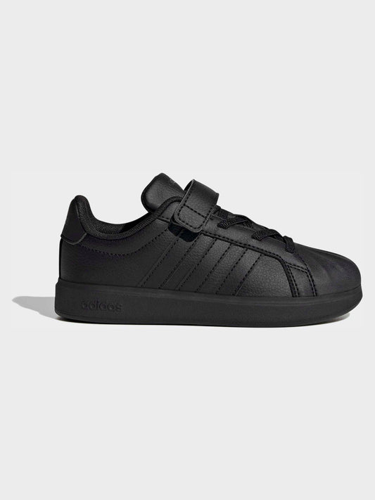 adidas Black Street Talk Elastic Lace Kids Trainers image 1