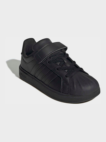 adidas Black Street Talk Elastic Lace Kids Trainers image 2