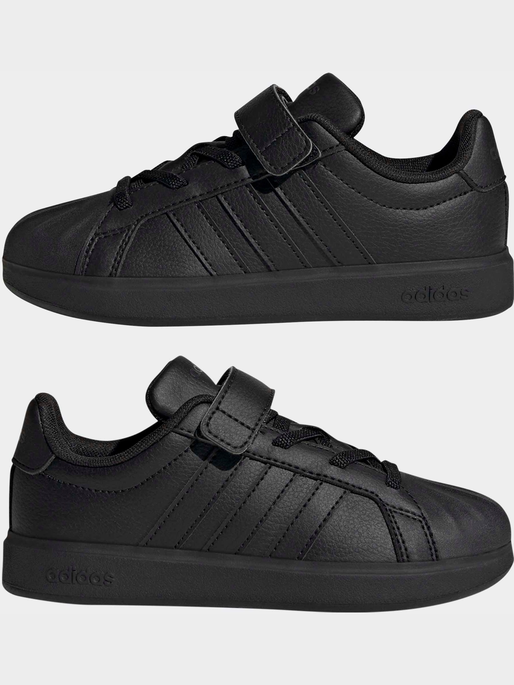 adidas Black Street Talk Elastic Lace Kids Trainers image 3