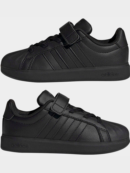 adidas Black Street Talk Elastic Lace Kids Trainers image 3