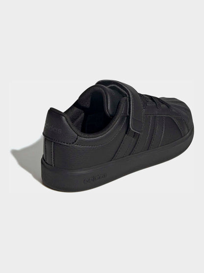 adidas Black Street Talk Elastic Lace Kids Trainers image 9