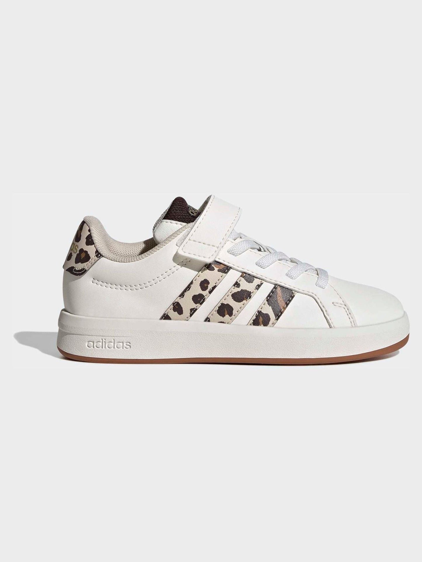 adidas White Grand Court 3.0 Elastic Lace Kids Trainers image 1
