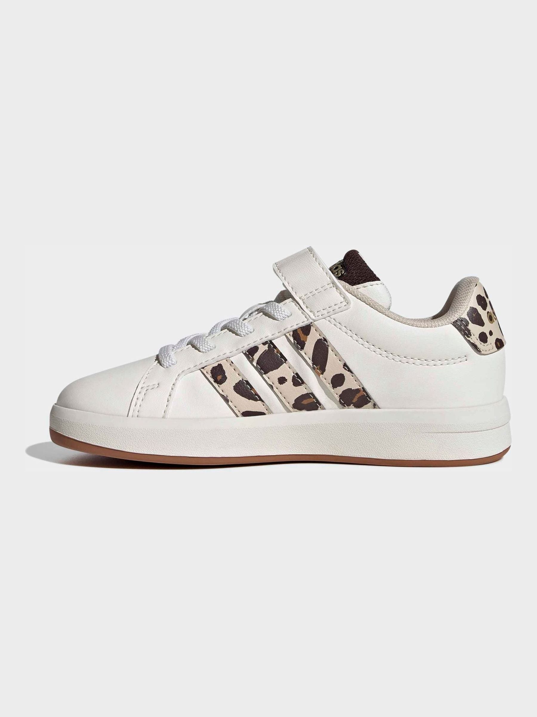adidas White Grand Court 3.0 Elastic Lace Kids Trainers image 8