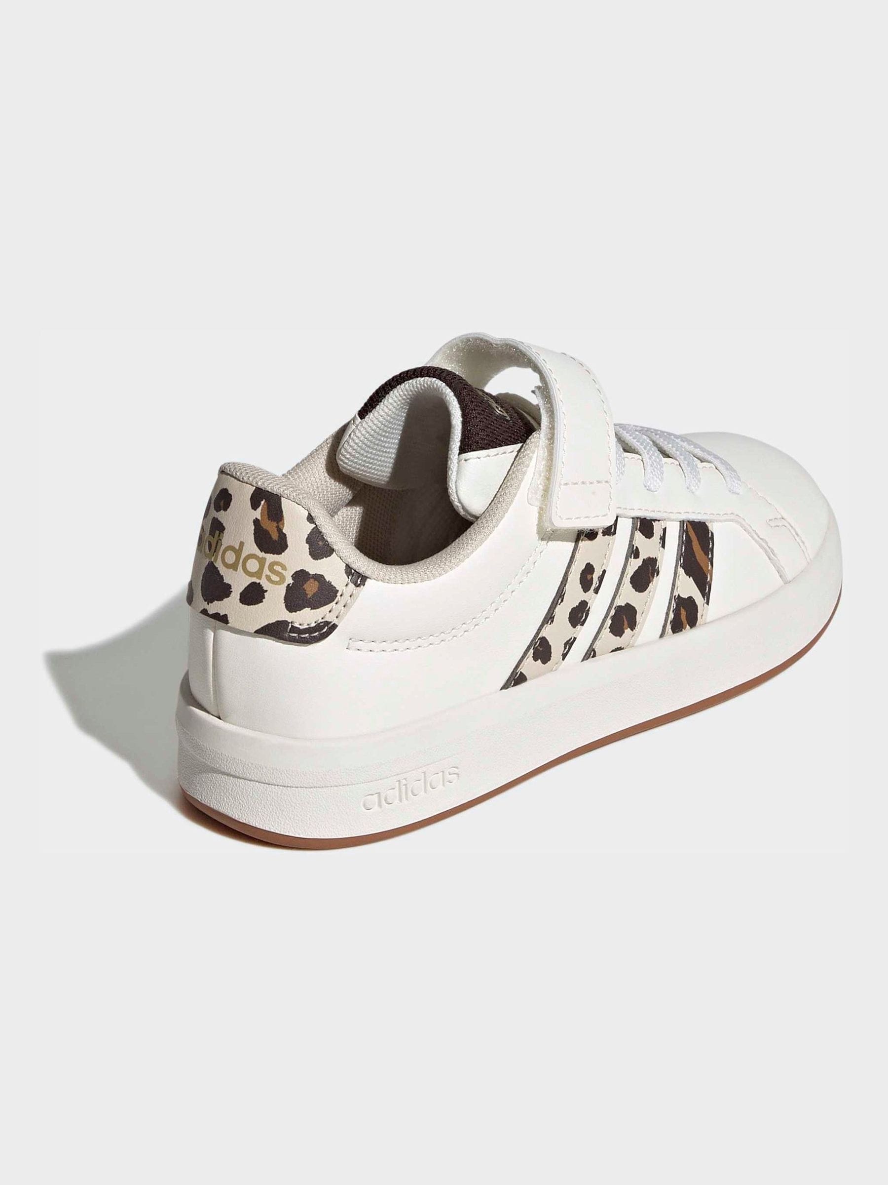 adidas White Grand Court 3.0 Elastic Lace Kids Trainers image 9