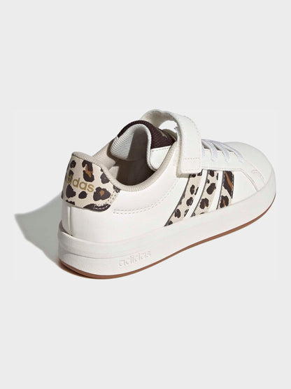 adidas White Grand Court 3.0 Elastic Lace Kids Trainers image 9