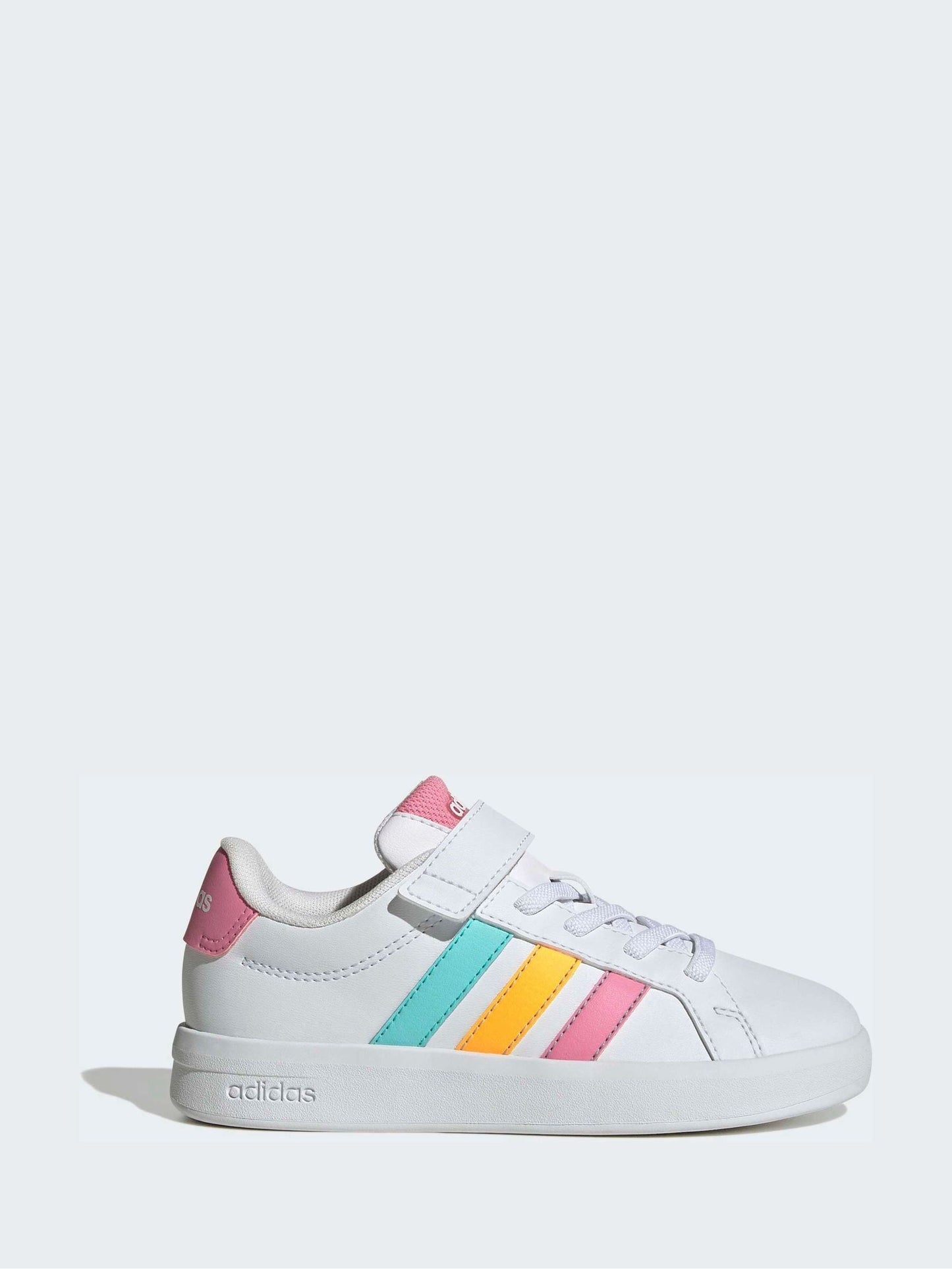 adidas White/Multi Grand Court 3.0 Elastic Lace Kids Trainers image 1