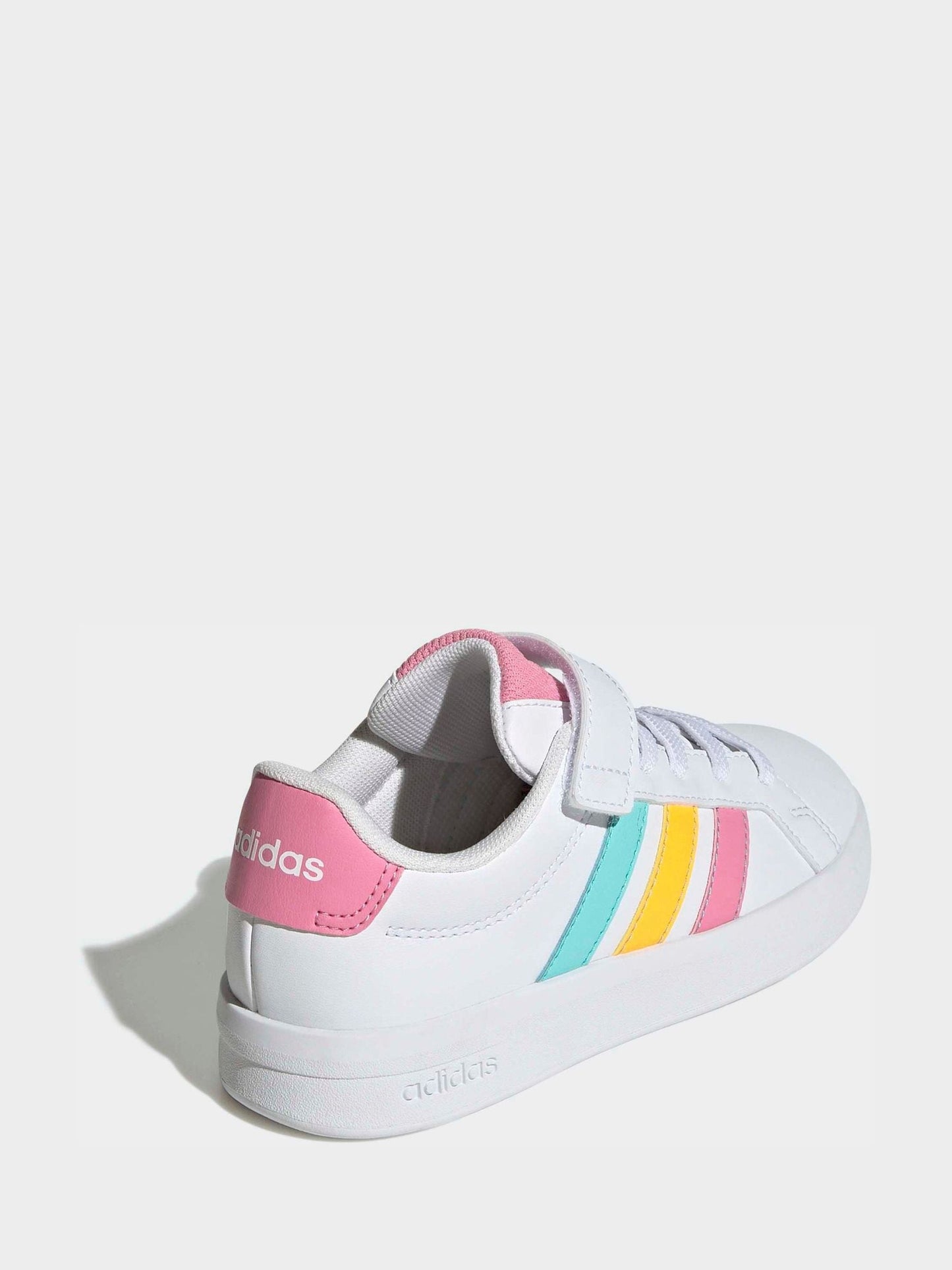 adidas White/Multi Grand Court 3.0 Elastic Lace Kids Trainers image 4