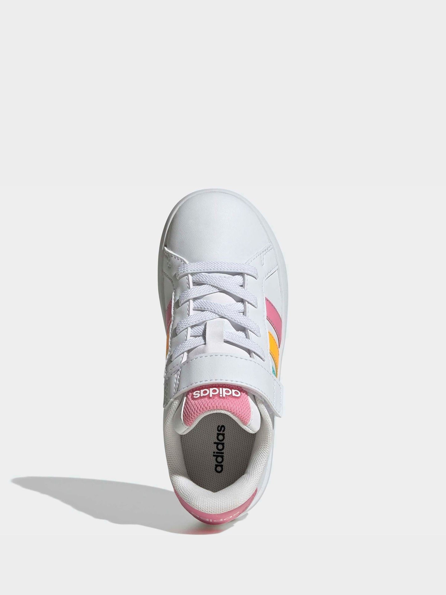 adidas White/Multi Grand Court 3.0 Elastic Lace Kids Trainers image 6