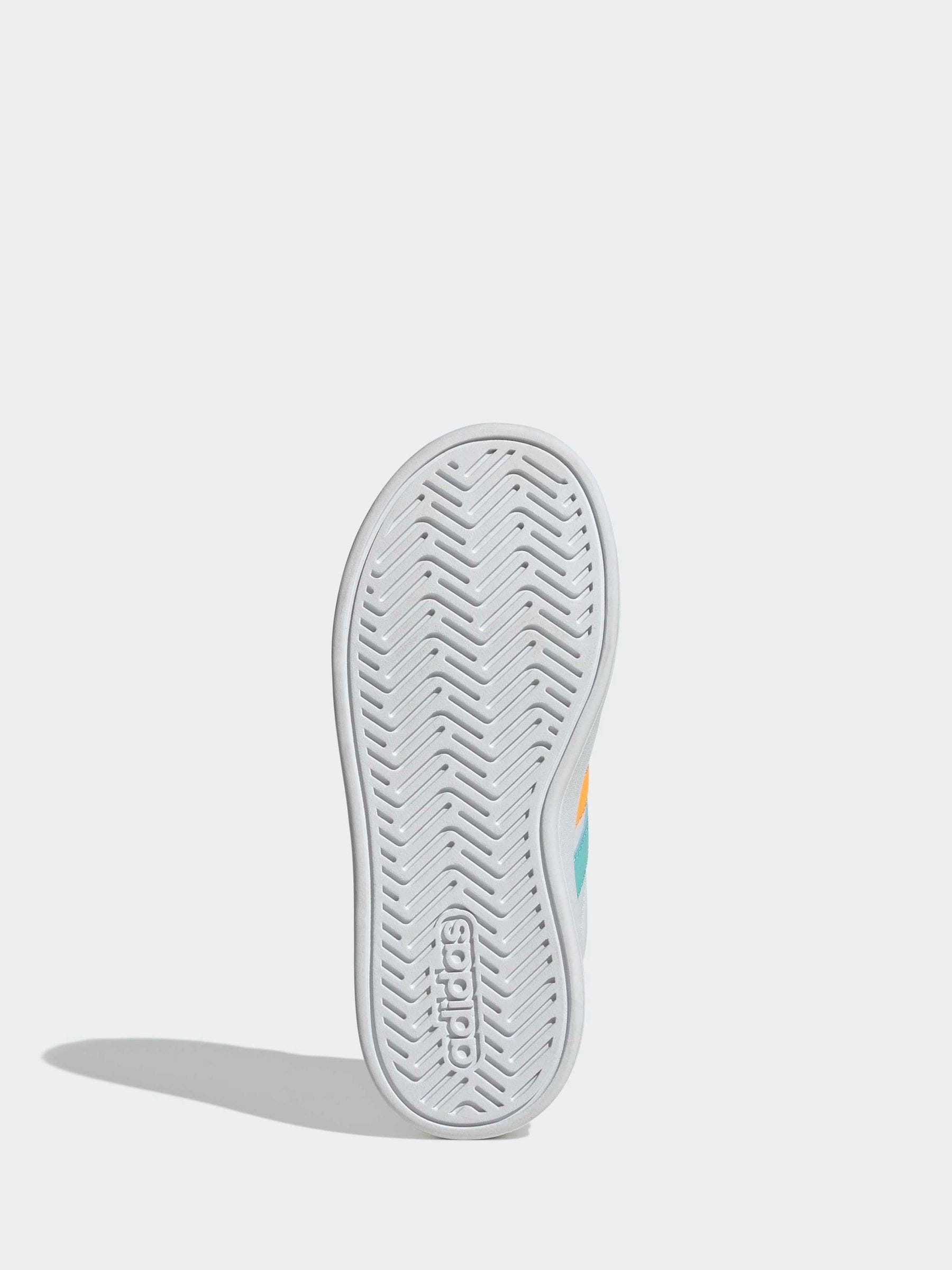 adidas White/Multi Grand Court 3.0 Elastic Lace Kids Trainers image 7