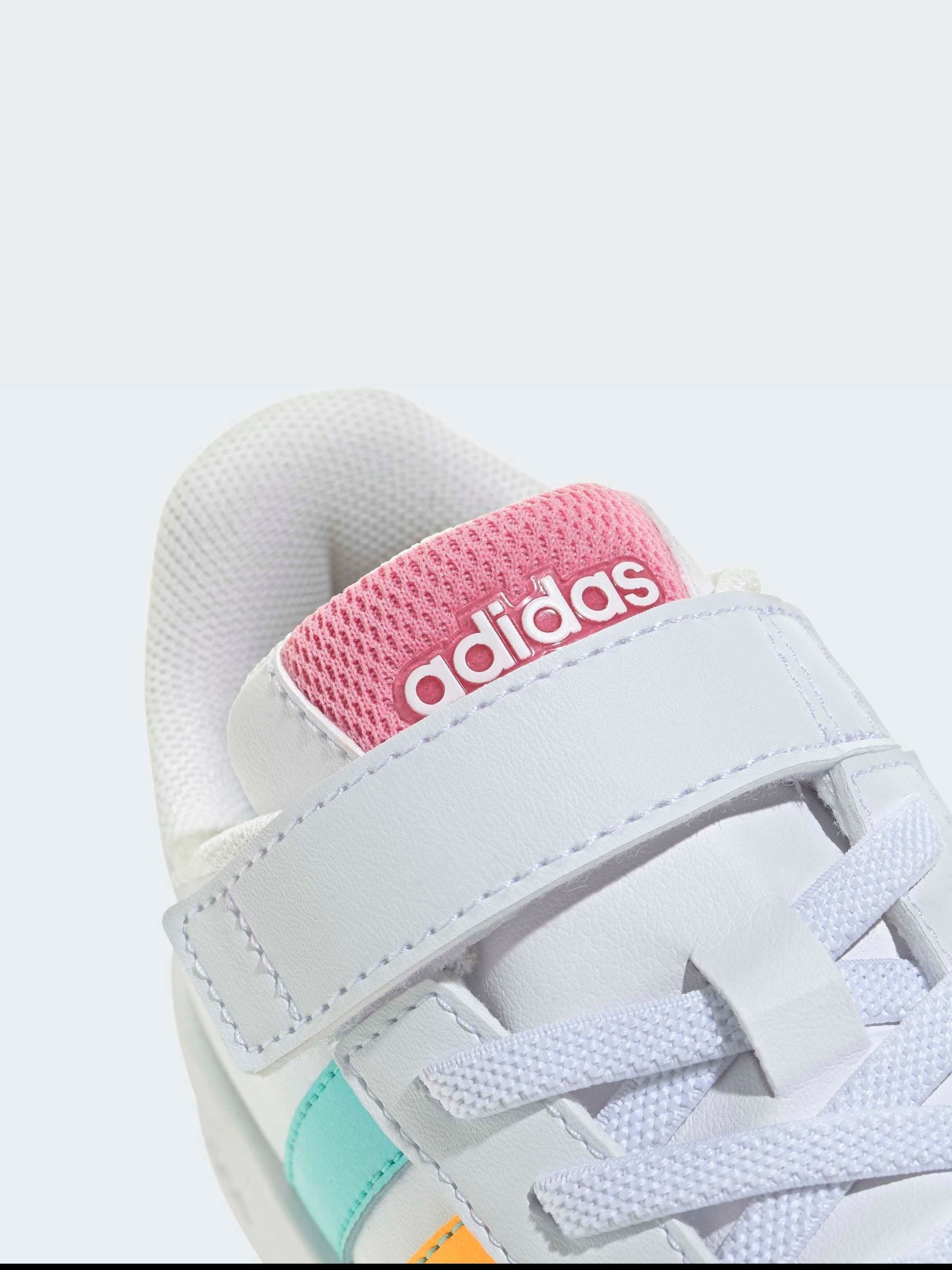 adidas White/Multi Grand Court 3.0 Elastic Lace Kids Trainers image 8