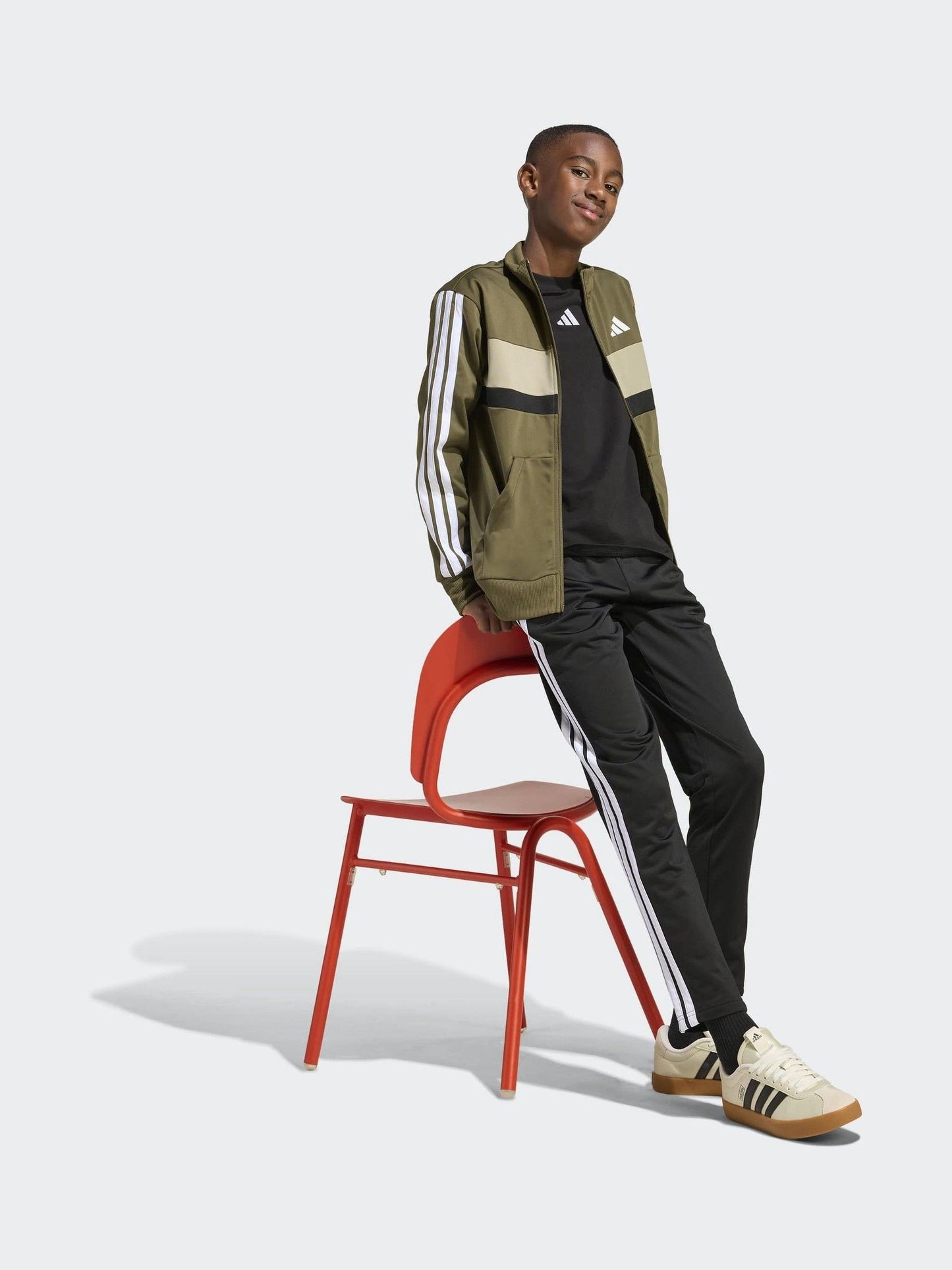 Dsiney Kidz - adidas Dark Green Essentials Tiberio 3-Stripes Tricot Tracksuit image 1