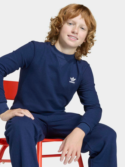 Dsiney Kidz - adidas Originals Blue Waffle Long Sleeved Top image 4