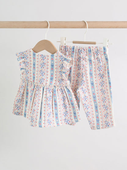 White Strawberry Baby Woven Top and Trousers Set 2 Piece (0mths-2yrs) image 5