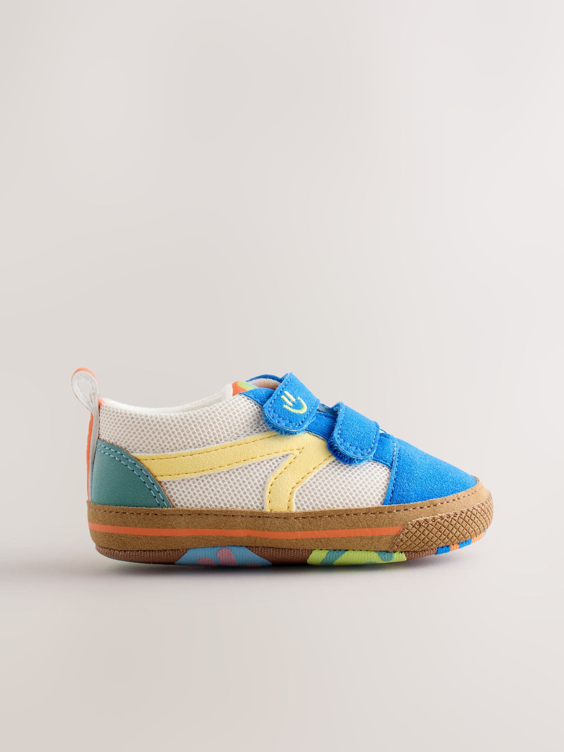 Blue Colourblock Touch Fastening Baby Trainers (0-2mths) image 3