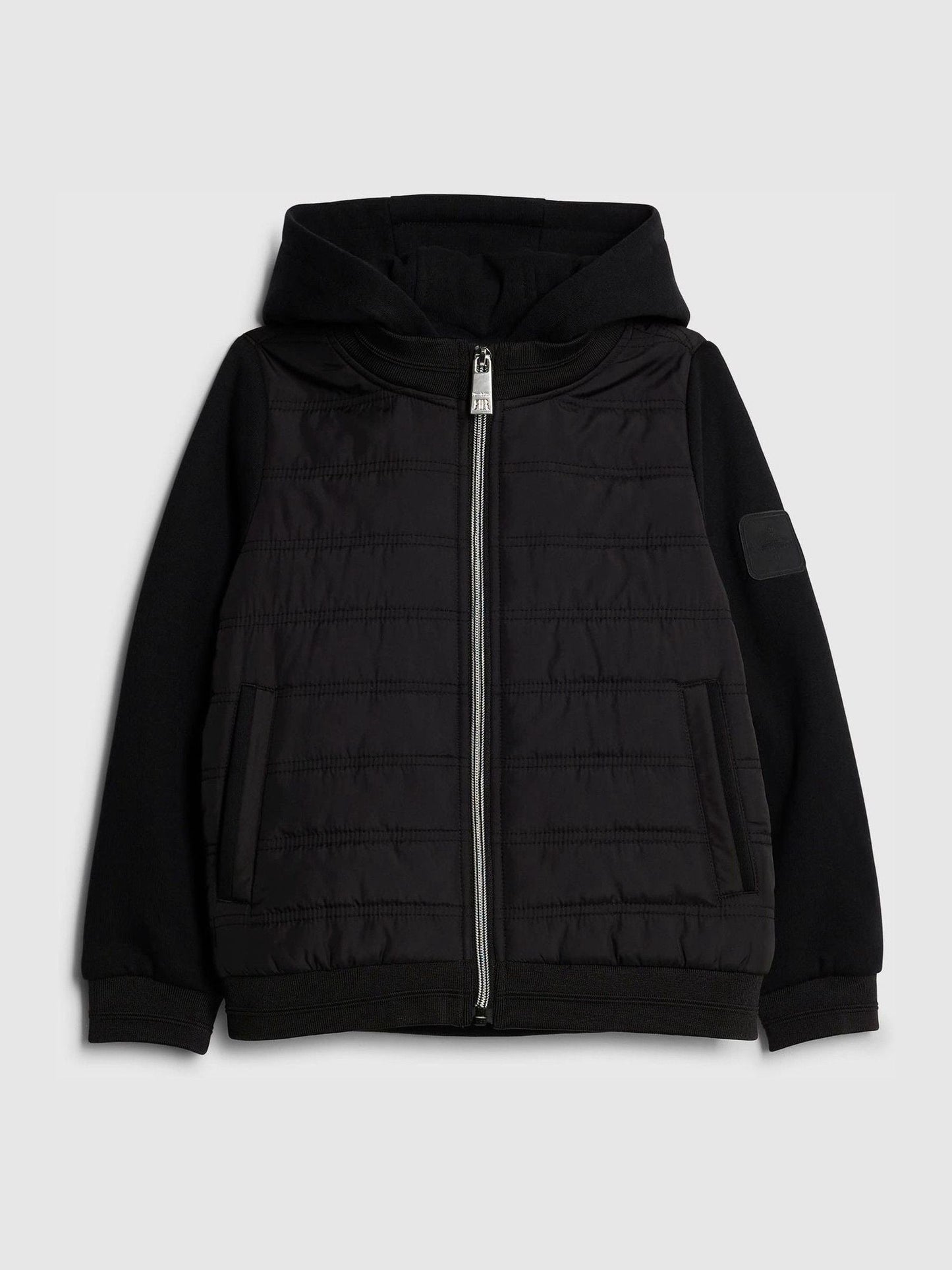 River Island Black Padded Hybrid Hoodie Jacket
