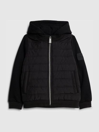 River Island Black Padded Hybrid Hoodie Jacket