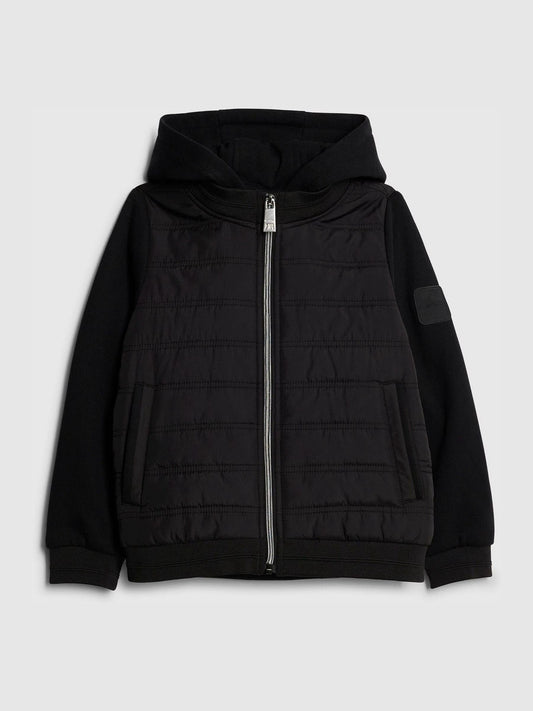 River Island Black Padded Hybrid Hoodie Jacket